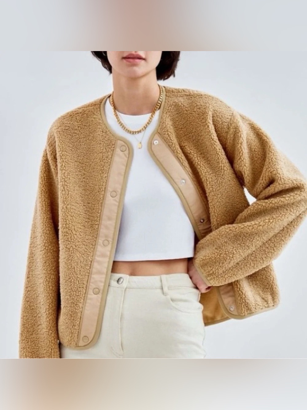 Aritzia Wilfred Free Fleece Sherpa Liner Jacket brown
